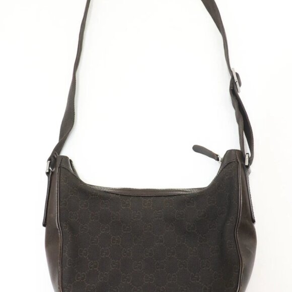 Gucci Brown GG Canvas Leather Shoulder Bag - Brown - Picture 1 of 16